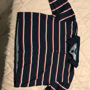 Forever 21 navy and striped long sleeve crop top